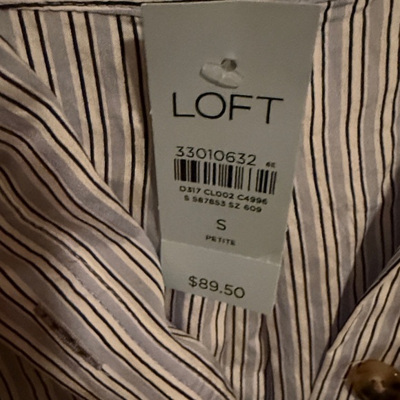 LOFT Blue and White Striped Blouse - Picture 5 of 5